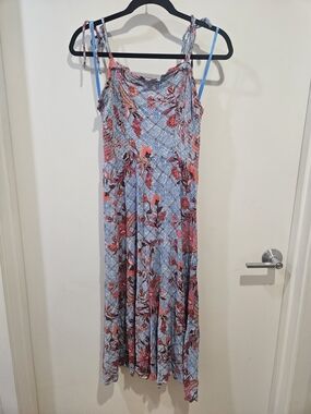 Knox Rose Blue Floral Maxi Dress with Pink Accents